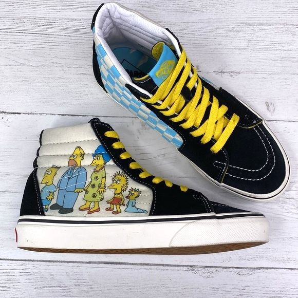 Vans x Simpsons SK8-HI Black and Yellow Shoes Sneakers in Womens Size 7 - Picture 2 of 10
